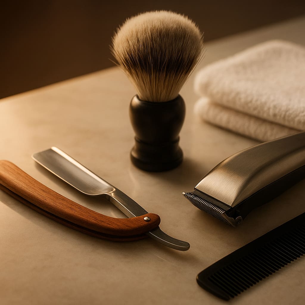Barber-Tools auf Arbeitsfläche